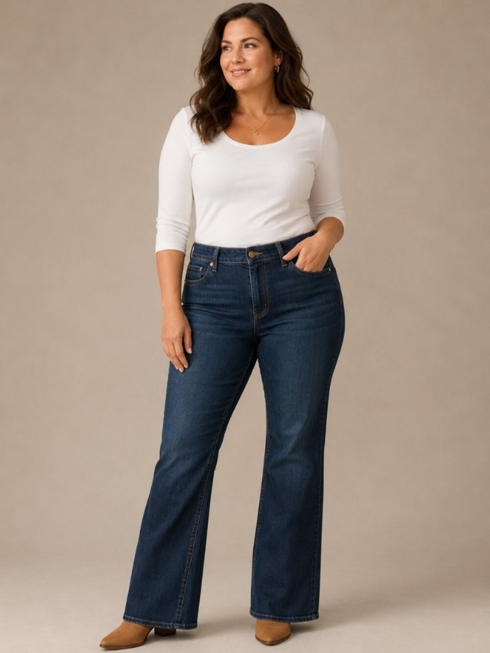 Melissa McCarthy Seven7 High Rise Bootcut Jeans Size 14W Dark Wash Stretch Denim